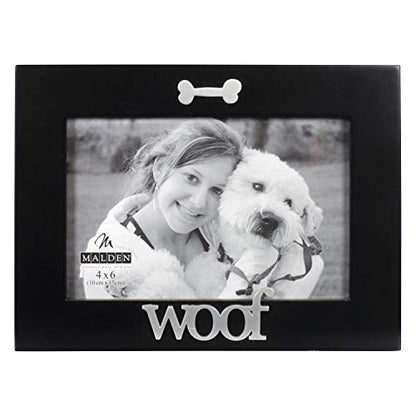 Malden International Designs Black Wood Expression Picture Frame, Woof, 4x6, Black - style: Woof