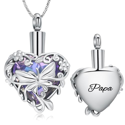 Yinplsmemory Butterfly Cremation Jewelry Urn Necklace for Ashes for Women - color: Customize
