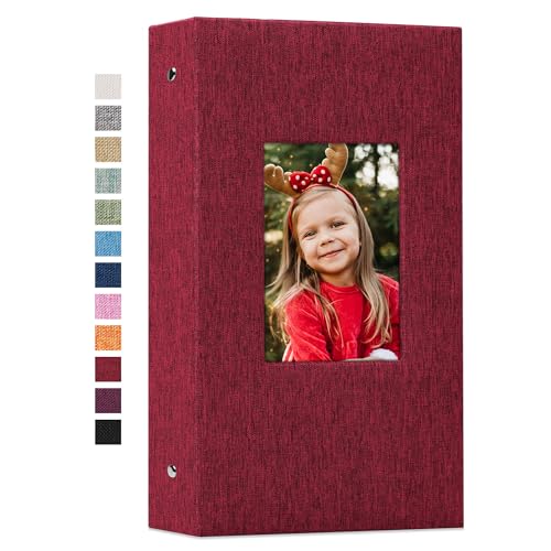 Vienrose 4x6 Photo Album,300 Pockets,Linen Cover with Window,Red | Linen Hardcover, Slip In Photo Book, Family Memory Album, Travel Keepsake - color: Red, size: 300 Pocket