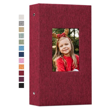 Vienrose 4x6 Photo Album,300 Pockets,Linen Cover with Window,Red | Linen Hardcover, Slip In Photo Book, Family Memory Album, Travel Keepsake - color: Red, size: 300 Pocket