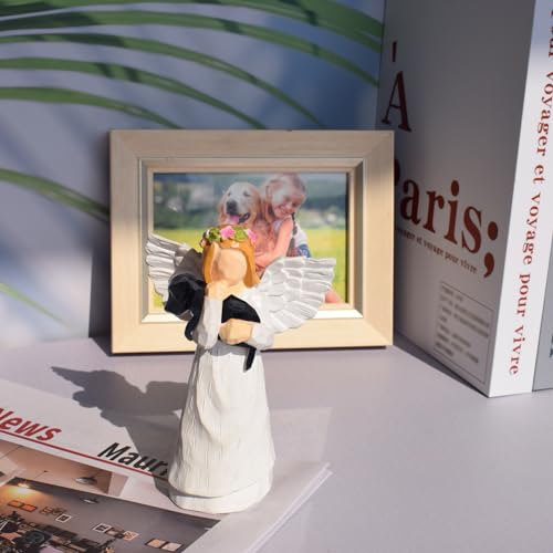 Anrkets Angel of Friendship Pet Memorial Gift – Dog Remembrance Angel Figurine with 7 Chakra Rainbow Bridge Bracelet, Sympathy Gift for Loss of a Beloved Dog - color: Black