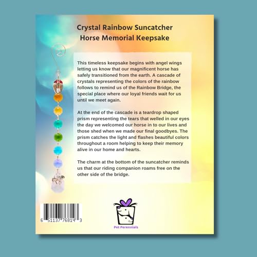 Pet Perennials Horse Suncatcher – Crystal Rainbow Prism with Angel Wings & Charm – Horse Loss Gifts for Window Display – Memorial Ornament for Equine Remembrance & Sympathy