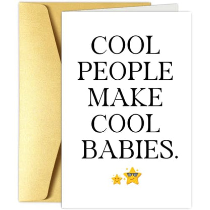 Obbyidk Baby Shower Card for New Parents, New Baby Congratulations Card for Couple, Pregnancy Gift for Expecting Mother Father, Cool People Make Cool Babies - color: Baby Shower