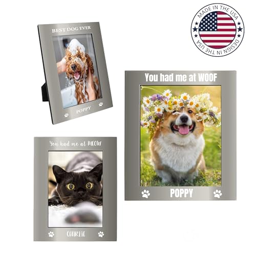 Personalized Dog Picture Frame with Gift Box, 4x6 Aluminum Cat Photo Frame - color: Aluminum Frame, size: Portrait 4X6