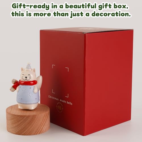 Music Box Figurine, Sculpted Hand-Painted Musical Figure Plays You are Jingle Bells Tune Christmas Anniversary, Birthday Gifts for Daughter Son Mom Dad Kids (Cat) - color: Cat