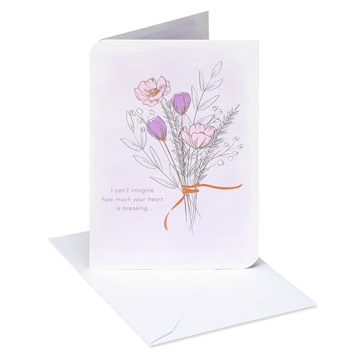 American Greetings Sympathy Card for Miscarriage (I'm Here For You) - color: Linework Bouquet