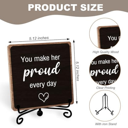 Memorial Gifts for Loss of Loved One, Funeral Remembrance Keepsake Plaque | Unique Grieving Present for Women Family Friends Desk Shelf Decor, Wooden Sign Tabletop, Best for Daily Remembrance - style: Proud