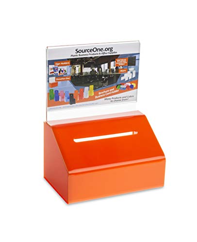 Acrylic Heavy Duty Donation/Ballot Box with Lock and Sign Holder - color: Orange, size: 40 Pack