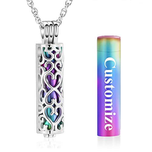 shajwo Cylinder Urn Necklace for Ashes for Women Men Cremation Jewelry Keepsake Memorial Human Pet Ashes Pendant - color: Customize