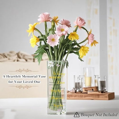 Sympathy Memorial Flowers Vase Sympathy Gifts for Loss of Loved One Dad Mom Husband Sister Friend Grief Gifts for Women Bereavement Condolences Gift for Loss Grieving Sorry for Your Loss Glass Vase
