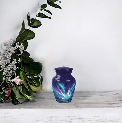 Northern Lights Cremation Urn - Mini Urn for Ashes for Women - Cremation Urn Human Ashes - Cremation Companion Urns - Urn for Ashes Adult Male - Funeral Urn Ashes (3 INCH Pack of 1) - size: #2 (Set of 1)