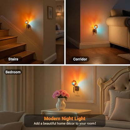 JandCase Night Light Plug in, Night Lights Plug into Wall - color: Colorful Globe-3000K, size: 2 Pack