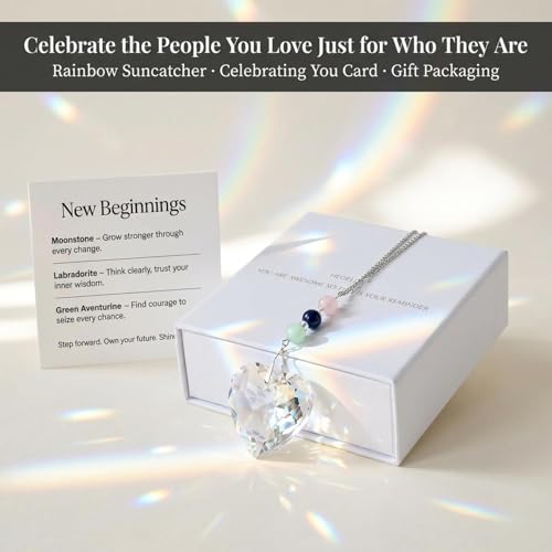 Hegelda Birthday Gifts for Women, Mom, Friend - Mothers Day Inspirational Gifts for Friends Her Coworkers Girlfriend Wife Mom Daughter Sister Aunt - Healing Crystals Heart Suncatcher for Window | Stocking Stuffers Gifts for Coworker Her Girlfriend Wife Mo