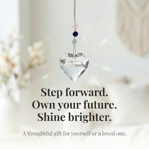 Hegelda Birthday Gifts for Women, Mom, Friend - Mothers Day Inspirational Gifts for Friends Her Coworkers Girlfriend Wife Mom Daughter Sister Aunt - Healing Crystals Heart Suncatcher for Window | Stocking Stuffers Gifts for Coworker Her Girlfriend Wife Mo