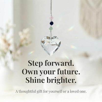Hegelda Birthday Gifts for Women, Mom, Friend - Mothers Day Inspirational Gifts for Friends Her Coworkers Girlfriend Wife Mom Daughter Sister Aunt - Healing Crystals Heart Suncatcher for Window | Stocking Stuffers Gifts for Coworker Her Girlfriend Wife Mo