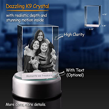 3D Crystal Photo, Personalized Gift, Customized Gifts for Wife, Women, Him, Her, Dad and Mom. Custom Picture Gifts for Mother's Day, Father’s Day, Birthday, Wedding & Anniversary.( (Large, Portrait) - size: Large Portrait