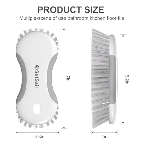 SetSail Multi-Purpose Scrub Brush of 2 Pack, Gray | Stiff Bristles Cleaning Brush with Non-Slip Grip Heavy Duty Scrub Brushes for Cleaning Bathroom Kitchen Tile Bathtub Sink - color: Gray