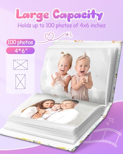 Slohif Photo Album for kids 4x6 Pictures Leather Small Baby Memory Book Keepsake for My First Family 100 Pockets Personalized Photobook for Boys Girls Toddler Travel Birthday Anniversary Animals - style: Animal