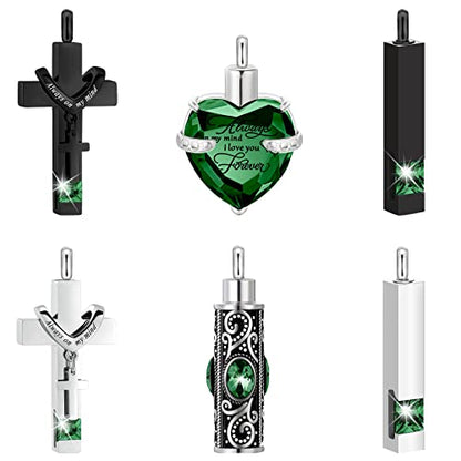 Fumete 6 Pcs Ashes Necklace Urn Jewelry for Human Ashes Memorial - Men & Women Pendant - color: Green