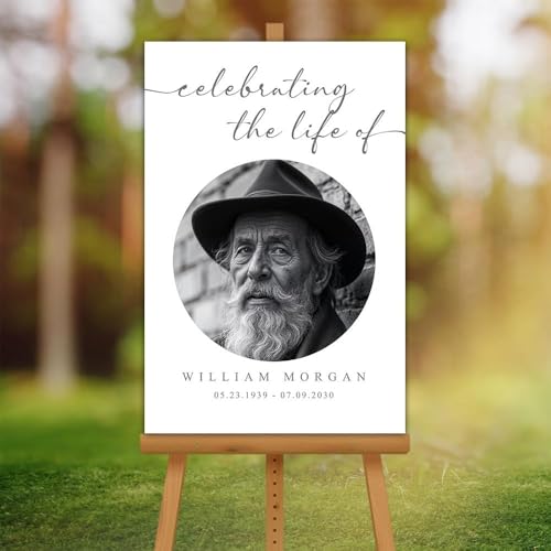 Custom Photo Funeral Memorial Yard Sign – Personalized Celebration of Life Welcome Board - color: Version 16