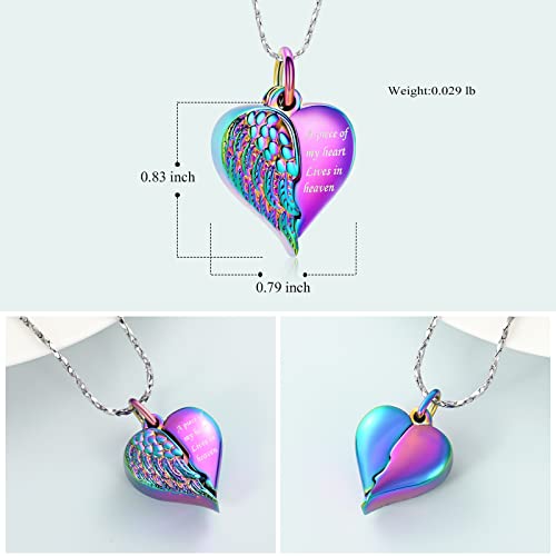 Imrsanl Heart Cremation Urn Necklace Pendant for Human Ashes - A Piece of My Heart Lives in Heaven Memorial Keepsakes Cremation Jewelry - color: Locket-Colorful