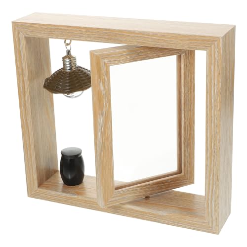 Kichvoe Rotating Memorial Picture Frame with Small Urn for Ashes 4X6 Inch Wooden Tabletop Keepsake Frame for Human Ashes