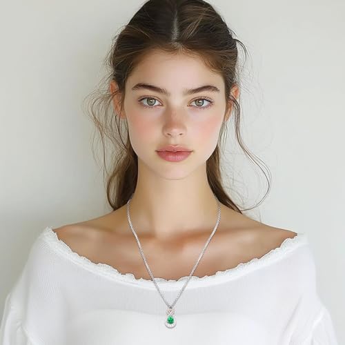 Infinity Urn Necklace for Ashes Sterling Silver Heart Moonstone Turquoise Birthstone Keepsake Memorial Cremation Jewelry for Women - style: Infinity A-05-May.-Emerald