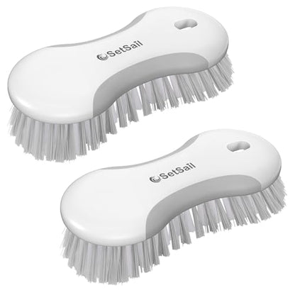 SetSail Multi-Purpose Scrub Brush of 2 Pack, Gray | Stiff Bristles Cleaning Brush with Non-Slip Grip Heavy Duty Scrub Brushes for Cleaning Bathroom Kitchen Tile Bathtub Sink - color: Gray