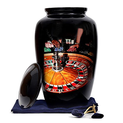 hlc URNS – Gambling Casino Urn Cremation Large Urn for Human Ashes - Adult Funeral Urn Handcrafted - Affordable Urn for Ashes (Adult (200 lbs) – 10.5 x 6 “,Gambling Casino Urn)
