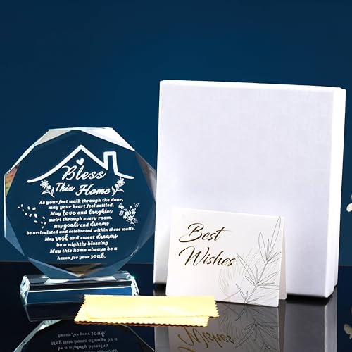 House Warming Gifts New Home Crystal Decor Plaque Housewarming Gift Keepsakes for New Homes for Couple Women Men Friends Bless this Houses Warming Gifts New Apartment - style: 12cm BJXK Housewarming