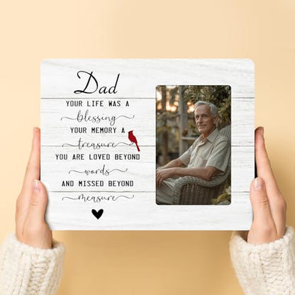 Dad Memorial Picture Frame Gifts for Loss of Father, In Loving Memory Wooden Picture Frames, 4x6 inch Photo - color: Yellow