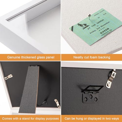 12x12 Shadow Box Frame with Ultra-Clear Glass & Soft Linen Back - color: White+high Definition Panel + Shatter-proof Packaging, size: 12x12