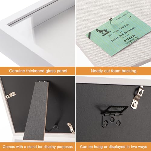 4x6 Small Shadow Box Frame with Ultra-Clear Glass & Soft Linen Back - color: White+high Definition Panel + Shatter-proof Packaging, size: 4x6