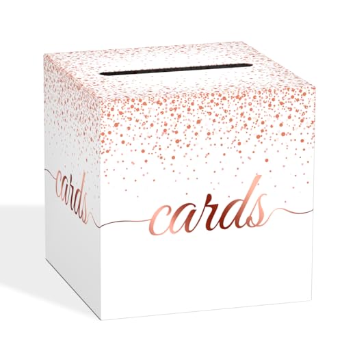 Rose Gold Wedding Card Box, Gift Card Boxes for Party, Wedding, Bridal & Baby Showers, Birthday, Graduation, Engagement, Retirements, Anniversaries Party Decorations - color: Rose Gold
