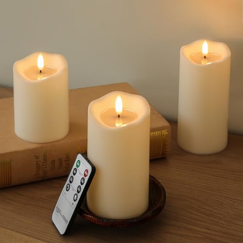 ANGELLOONG Battery Candles Flickering Flameless Candles with Remote - color: Classic Ivory - Simulated Wax Melt