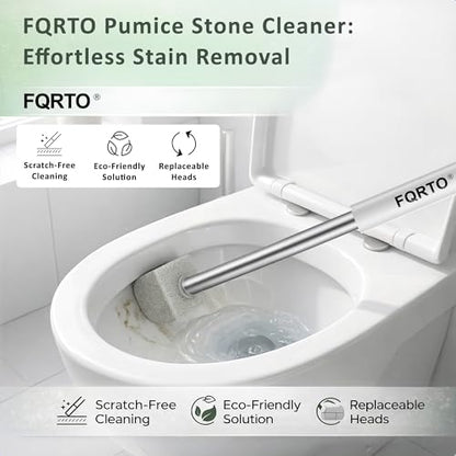 17" Pumice Stone Toilet Bowl Cleaner, 8 Heads – Non-Scratch - color: Grey