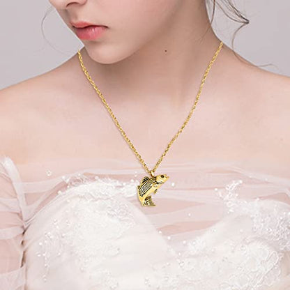 Dletay Fish Cremation Jewelry for Ashes Memorial Ashes Keepsake Necklace Urn Necklace Pendant - color: Gold