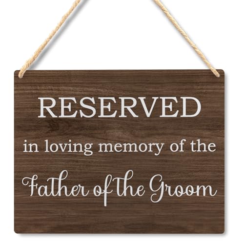 Ryeolo Reserved Row Signs for Wedding, This Row is Reserved Wood Hanging Signs, Reserved Seating Signs, Wedding Reserved Signs for Chairs, 10.2x7.8 Inches (Father of the groom) - color: Father of the groom