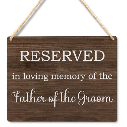 Ryeolo Reserved Row Signs for Wedding, This Row is Reserved Wood Hanging Signs, Reserved Seating Signs, Wedding Reserved Signs for Chairs, 10.2x7.8 Inches (Father of the groom) - color: Father of the groom