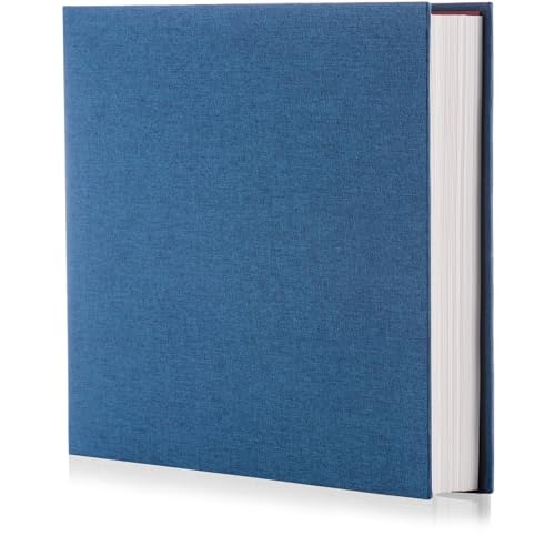 Photo Album Self Adhesive Scrapbook Album for 4×6 Pictures DIY Magnetic Linen Cover Album 30 Blank Pages for Family Wedding, Birthday, Christmas, Anniversary (Blue) - color: Blue, size: 9.8"x9"30Pages