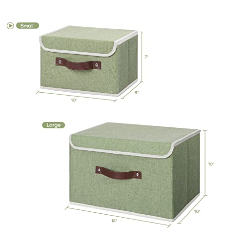 ANMINY Fabric Storage Box Bins with Lids, Green, 10"x8"x7" - color: Mint Green, size: Small (Pack of 1)