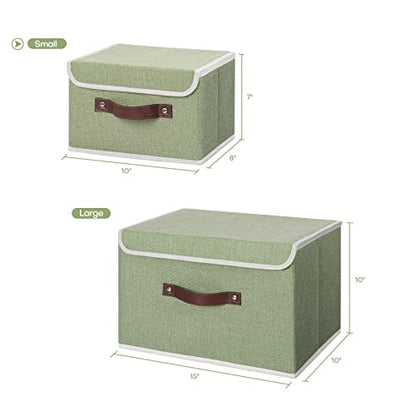 ANMINY Fabric Storage Box Bins with Lids, Green, 10"x8"x7" - color: Mint Green, size: Small (Pack of 1)