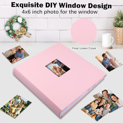 Photo Album 4x6 Vertical 600 Photos with Writing Space, Pink - color: Pink