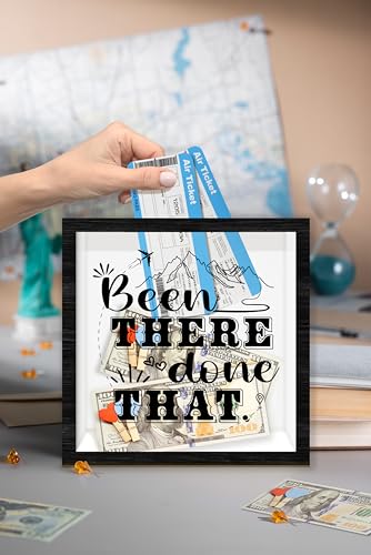 Black Travel Shadow Box Frame with Slot, Been There Done That Boxes Frames for Fund, 8x8 Memory Box for Keepsakes, Travel Gifts and Decorations, 01 - size: been there done that