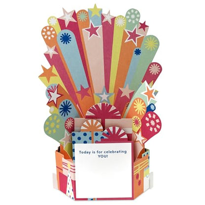 Hallmark Paper Wonder Pick-a-Title Customizable Pop-Up Birthday Card for Her (Pink, Green, Orange Stars) for Sister, Niece, Goddaughter, Great-Granddaughter - style: Pink, Green, Orange Stars