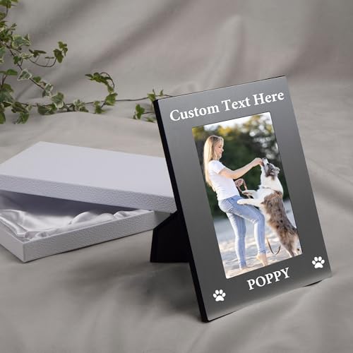 Personalized Dog Picture Frame with Gift Box, 4x6 Aluminum Cat Photo Frame - color: Aluminum Frame, size: Portrait 4X6