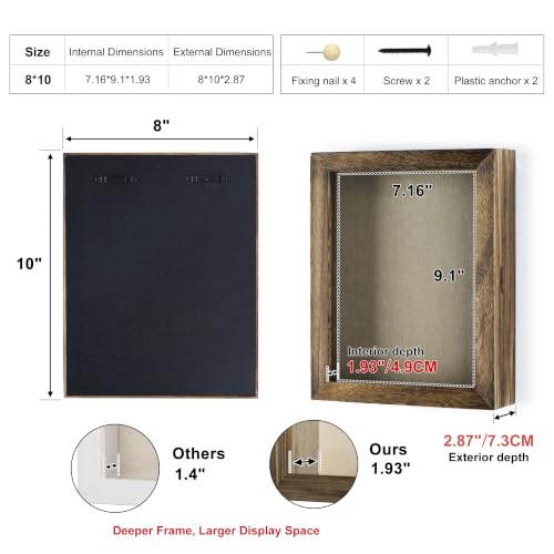 Love-KANKEI Deep Shadow Box Frame 8x10,Solid Wood Frame,Carbonized Black - color: Carbonized Black, size: 8 x 10