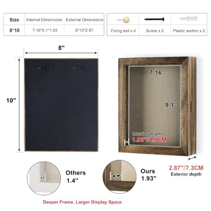 Love-KANKEI Deep Shadow Box Frame 8x10,Solid Wood Frame,Carbonized Black - color: Carbonized Black, size: 8 x 10