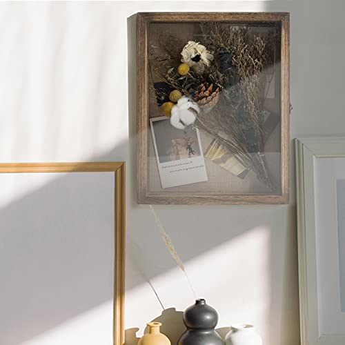 Large Shadow Box Frame 11x14 Display Case, Wood Wedding Bouquet Memory Box - color: Carbonized Black, size: 11"x14" (28x35 cm)