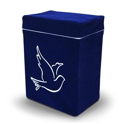 Velvet Urn Bag with TSA Approved Cremation Container | Holds Cremated Ashes of Human Adult | For Use in a Niche or Ground Burial | Fits the Crowne Burial Urn Vault (Navy with Dove) - color: Navy With Dove
